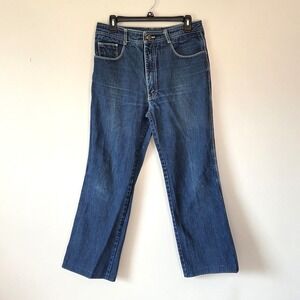 VTG 80s Jordache Dark Blue Denim Straight Leg Jeans Tailored Sz 32 Made in HK